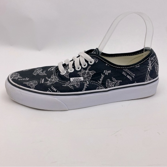 VANS Authentic Thank You Floral Black Women's Sneakers Color Black/White SZ 10.5 - Picture 6 of 10